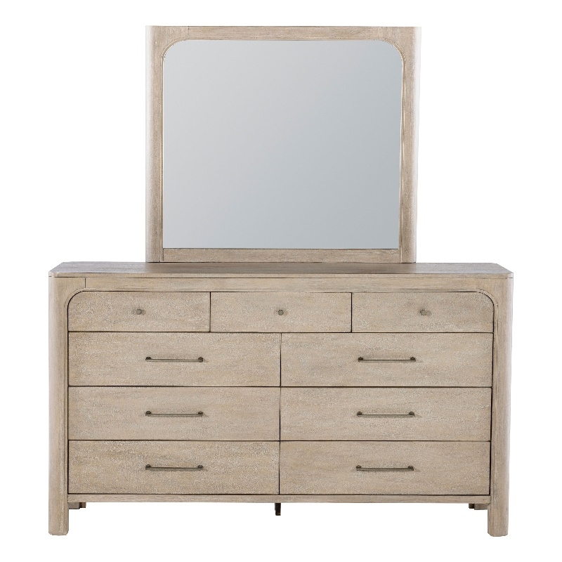 Pemberly Row 9-drawer Wood Bedroom Dresser with Mirror in Mango Brown