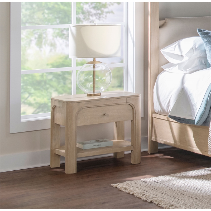 Pemberly Row 1-drawer Wood Nightstand in Weathered Mango Brown