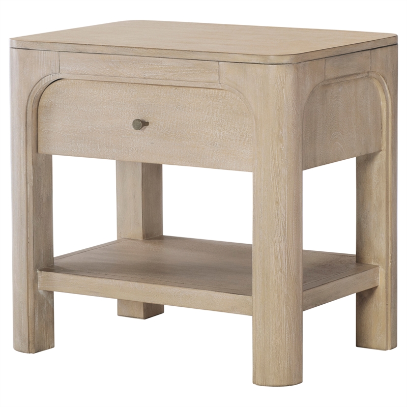 Pemberly Row 1-drawer Wood Nightstand in Weathered Mango Brown