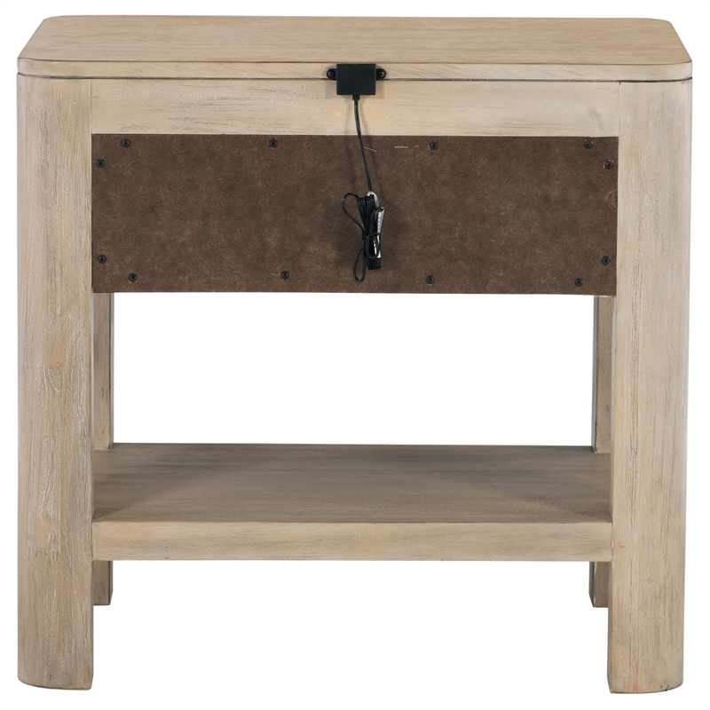 Pemberly Row 1-drawer Wood Nightstand in Weathered Mango Brown