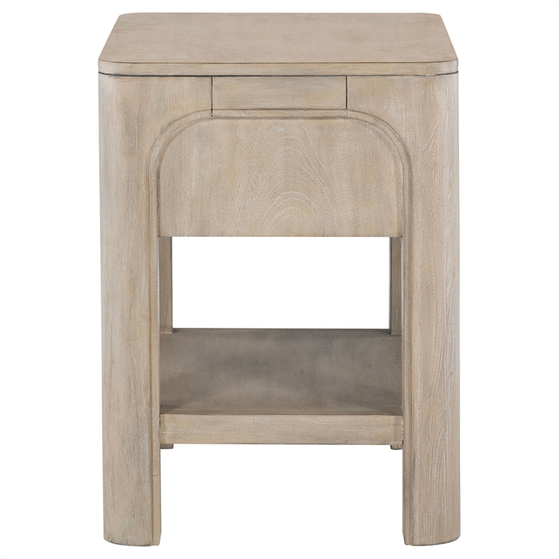 Pemberly Row 1-drawer Wood Nightstand in Weathered Mango Brown
