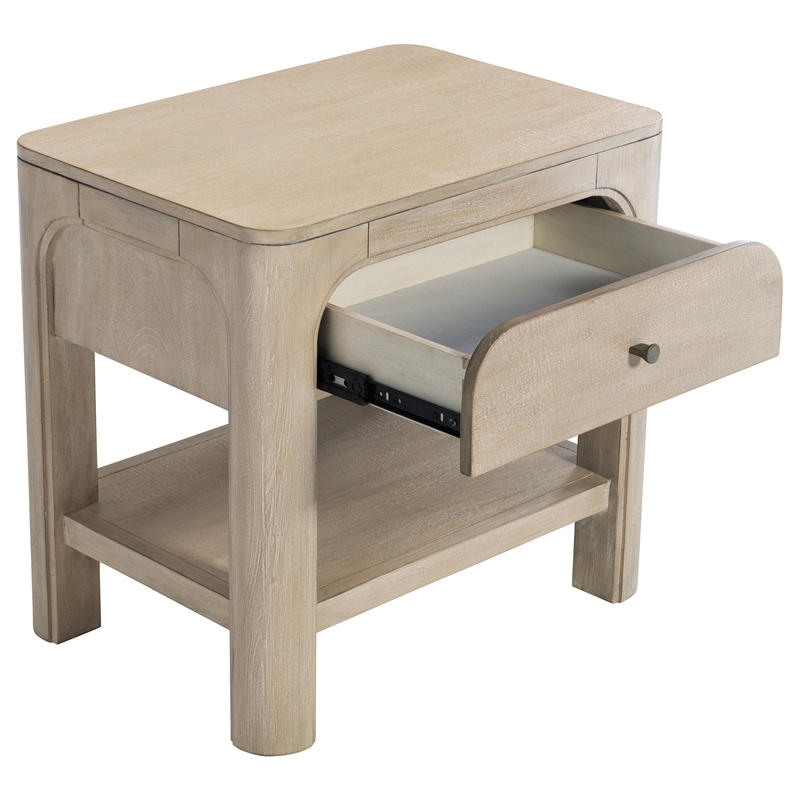 Pemberly Row 1-drawer Wood Nightstand in Weathered Mango Brown