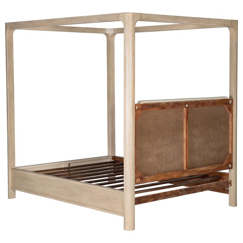 Pemberly Row 4-Piece Wood Queen Canopy Bedroom Set in Mango Brown