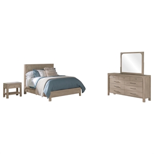 Pemberly Row 4-Piece Wood Queen Bedroom Set in Weathered Mango Brown
