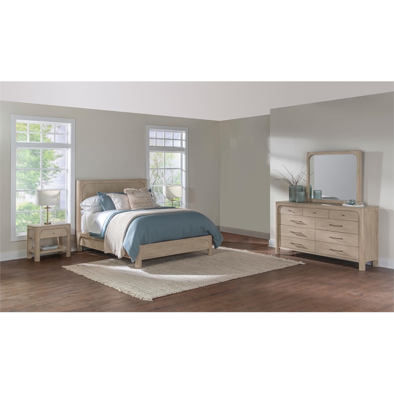 Pemberly Row 4-Piece Wood Queen Bedroom Set in Weathered Mango Brown