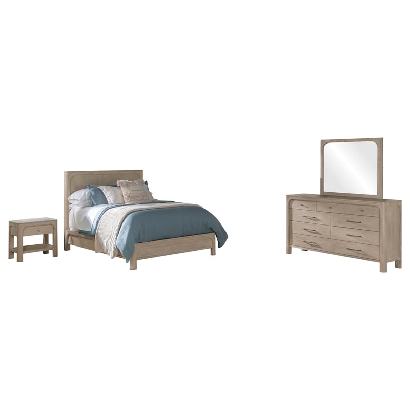 Pemberly Row 4-Piece Wood Eastern King Bedroom Set in Weathered Mango Brown
