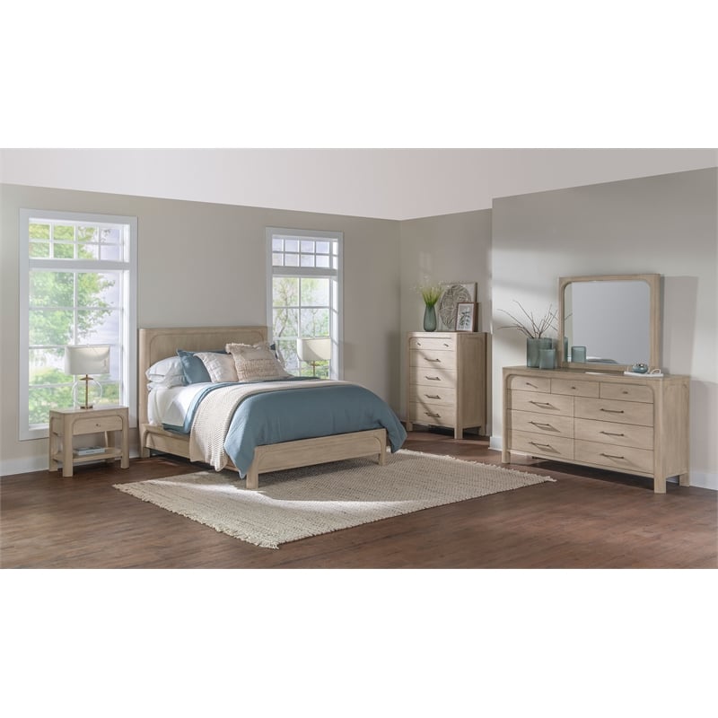 Pemberly Row 5-Piece Wood Eastern King Bedroom Set in Weathered Mango Brown