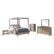 Pemberly Row 5-Piece Wood California King Canopy Bedroom Set in Mango Brown