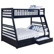 Pemberly Row 2-Drawer Wood Twin over Full Bunk Bed in Navy Blue