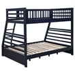 Pemberly Row 2-Drawer Wood Twin over Full Bunk Bed in Navy Blue