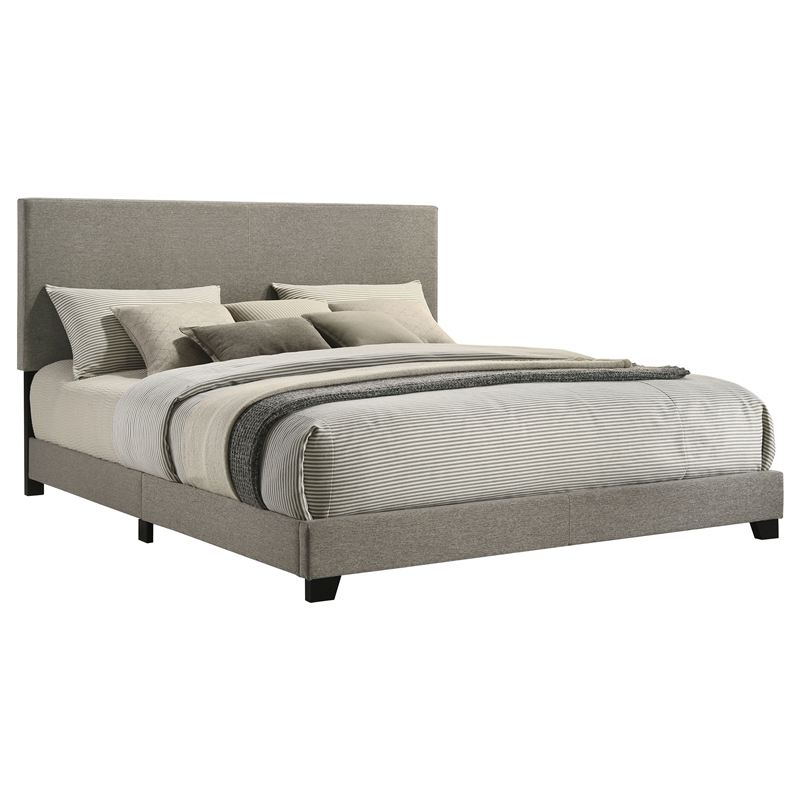 Pemberly Row Fabric Upholstered California King Panel Bed in Taupe