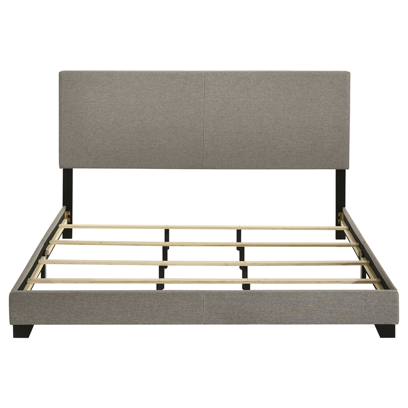 Pemberly Row Fabric Upholstered California King Panel Bed in Taupe