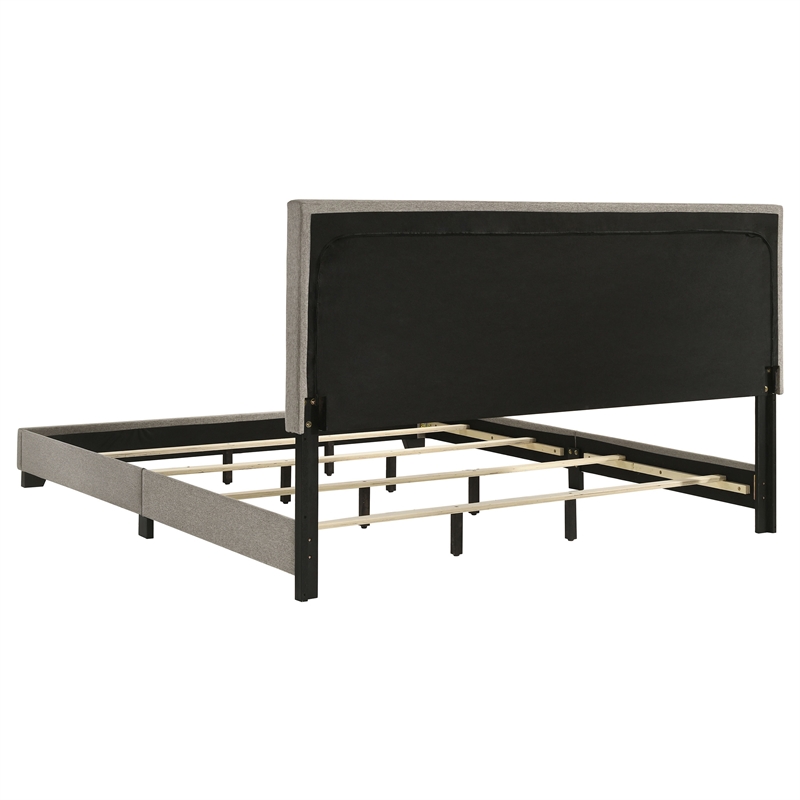 Pemberly Row Fabric Upholstered California King Panel Bed in Taupe