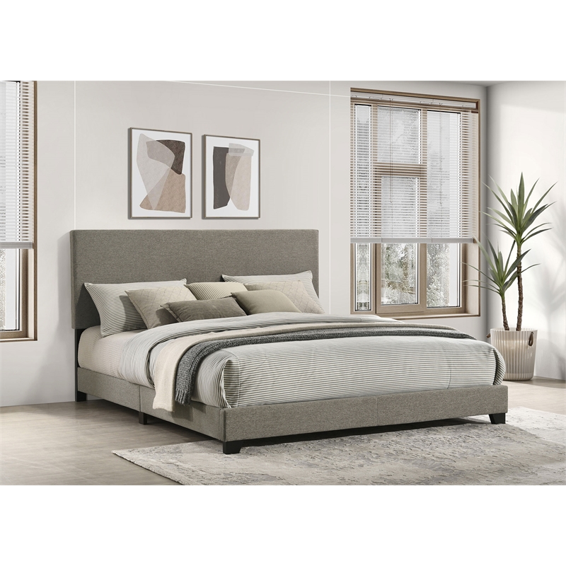 Pemberly Row Fabric Upholstered California King Panel Bed in Taupe