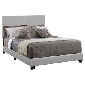 Pemberly Row Faux Leather Upholstered Queen Panel Bed in Grey