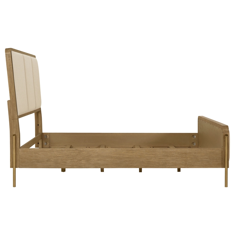 Pemberly Row 56-inch Queen Upholstered Panel Bed in Cream and Sand Wash