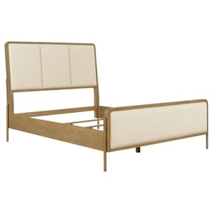 Pemberly Row 56-inch Queen Upholstered Panel Bed in Cream and Sand Wash