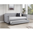 Pemberly Row Boucle Upholstered Twin Day Bed with Trundle in Grey