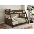 Pemberly Row Wood Veneer Twin Over Full Bunk Bed with Slat Kit in Walnut