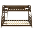 Pemberly Row Wood Veneer Twin Over Full Bunk Bed with Slat Kit in Walnut