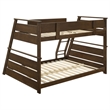 Pemberly Row Wood Veneer Twin Over Full Bunk Bed with Slat Kit in Walnut
