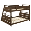 Pemberly Row Wood Veneer Twin Over Full Bunk Bed with Slat Kit in Walnut