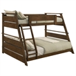 Pemberly Row Wood Veneer Twin Over Full Bunk Bed with Slat Kit in Walnut