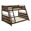 Pemberly Row Wood Veneer Twin Over Full Bunk Bed with Slat Kit in Walnut