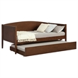 Pemberly Row Modern Classic Wood Twin Daybed with Trundle in Medium Walnut