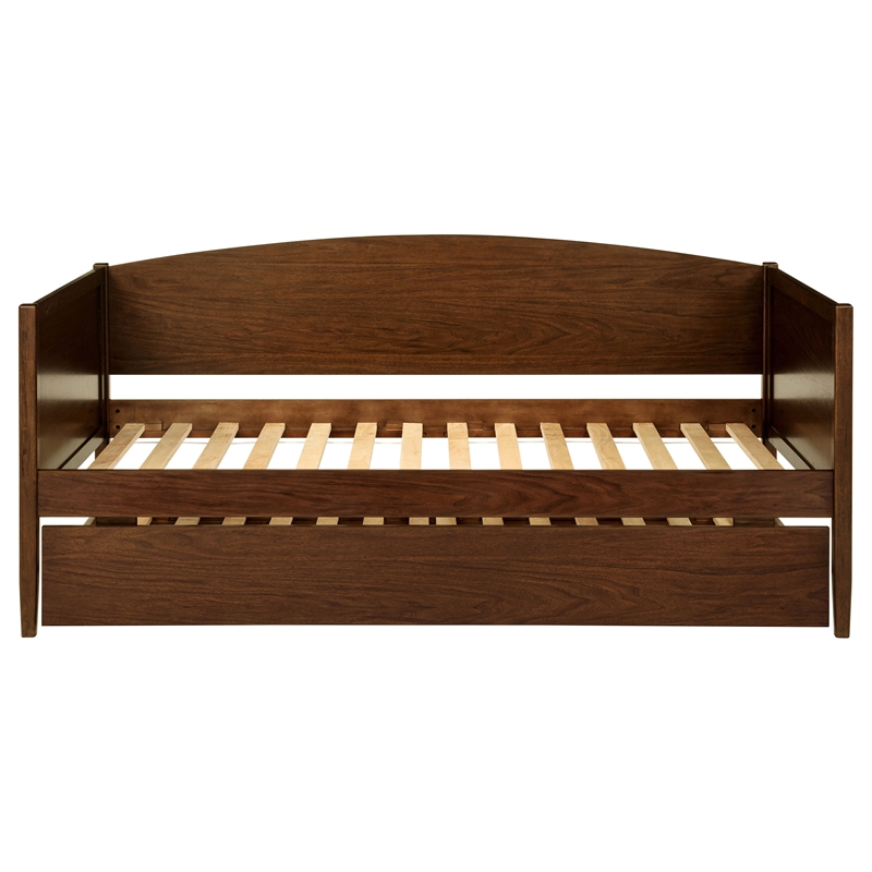 Pemberly Row Modern Classic Wood Twin Daybed with Trundle in Medium Walnut