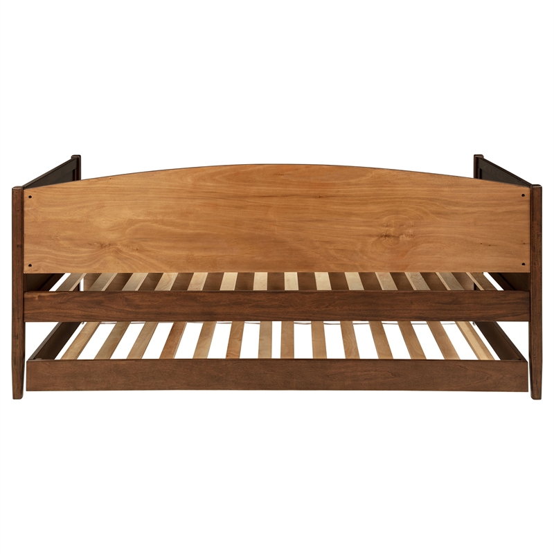 Pemberly Row Modern Classic Wood Twin Daybed with Trundle in Medium Walnut