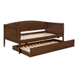 Pemberly Row Modern Classic Wood Twin Daybed with Trundle in Medium Walnut