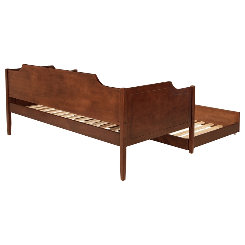 Pemberly Row Modern Classic Wood Twin Panel Daybed with Trundle in Cherry