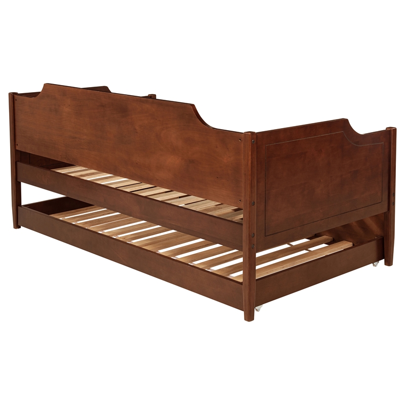 Pemberly Row Modern Classic Wood Twin Panel Daybed with Trundle in Cherry
