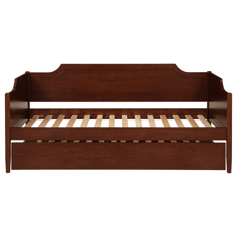 Pemberly Row Modern Classic Wood Twin Panel Daybed with Trundle in Cherry