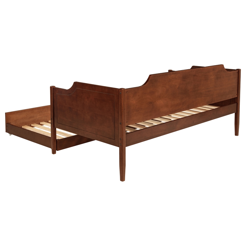 Pemberly Row Modern Classic Wood Twin Panel Daybed with Trundle in Cherry