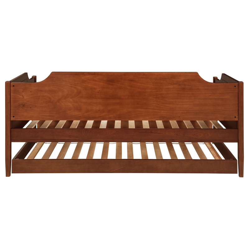 Pemberly Row Modern Classic Wood Twin Panel Daybed with Trundle in Cherry