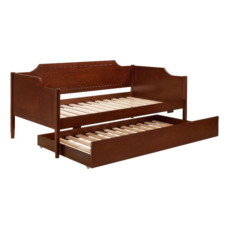 Pemberly Row Modern Classic Wood Twin Panel Daybed with Trundle in Cherry