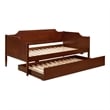 Pemberly Row Modern Classic Wood Twin Panel Daybed with Trundle in Cherry