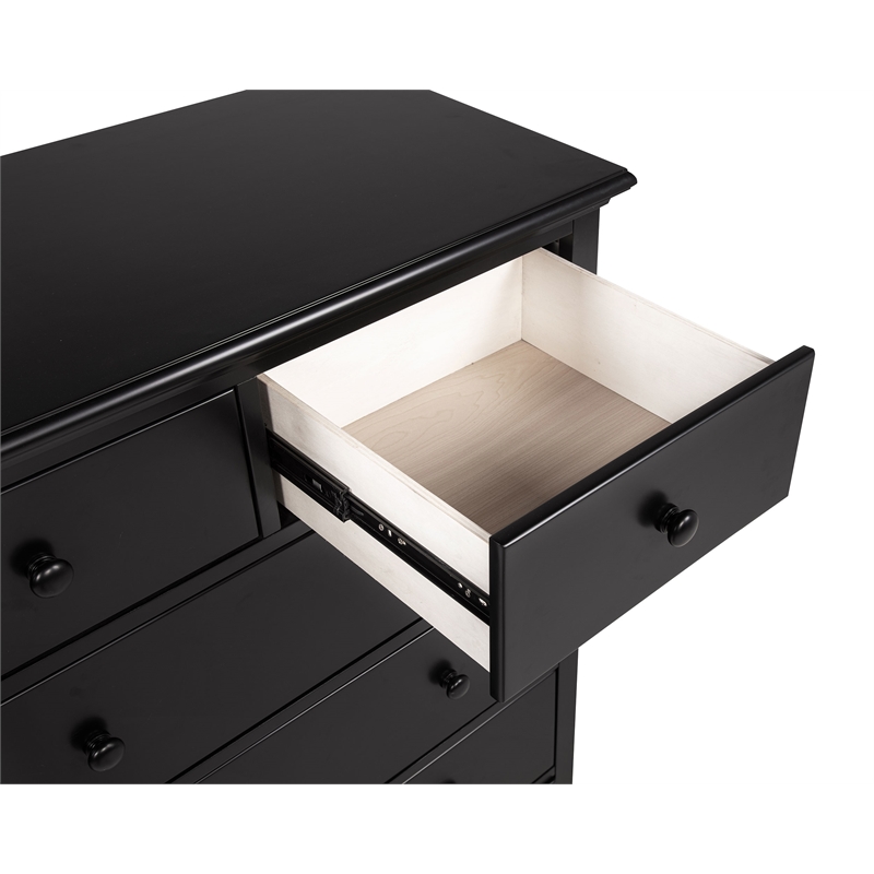 Pemberly Row 6-Drawer Bedroom Chest of Drawers with Round Knobs in Black