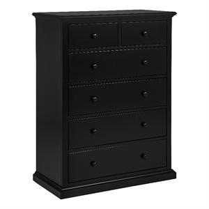Pemberly Row 6-Drawer Bedroom Chest of Drawers with Round Knobs in Black