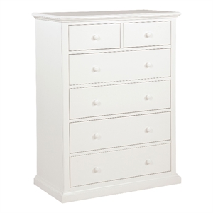 Pemberly Row 6-Drawer Bedroom Chest of Drawers with Round Knobs in White
