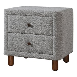 Pemberly Row 20&quot Bedroom Nightstand with 2-Drawers in Gray Boucle Fabric
