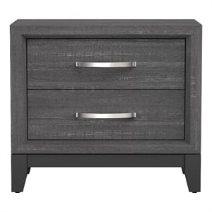 Pemberly Row Bedside Nightstand with 2 Drawers and Chrome Bar Handles