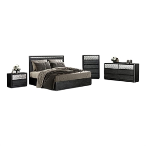Pemberly Row 5-Piece Queen Bedroom Set with USB Bedside Table in Ash Gray