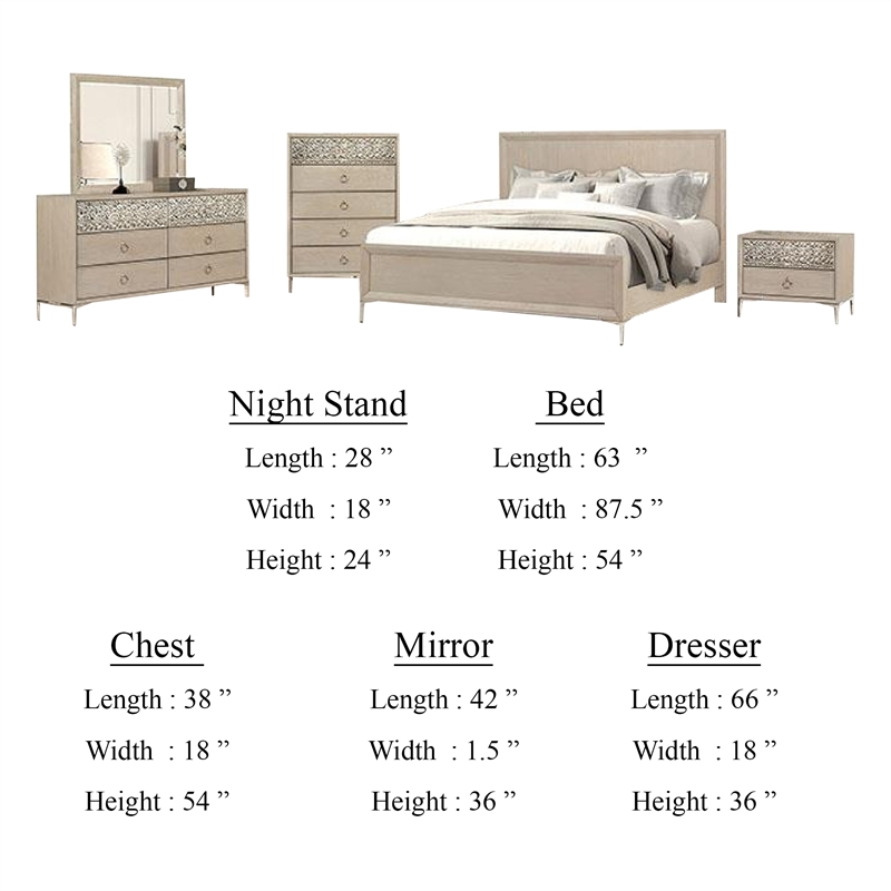 Pemberly Row 5-Piece Queen Bedroom Set with Chest in Natural Oak Brown
