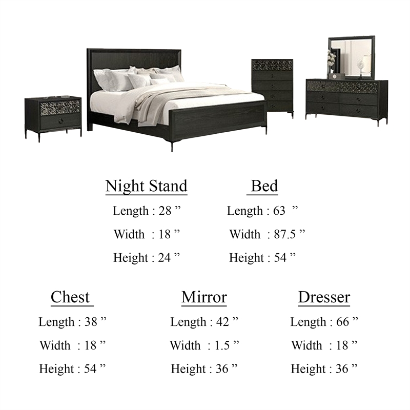 Pemberly Row 5-Piece Queen Bedroom Set with Chest in Espresso Brown