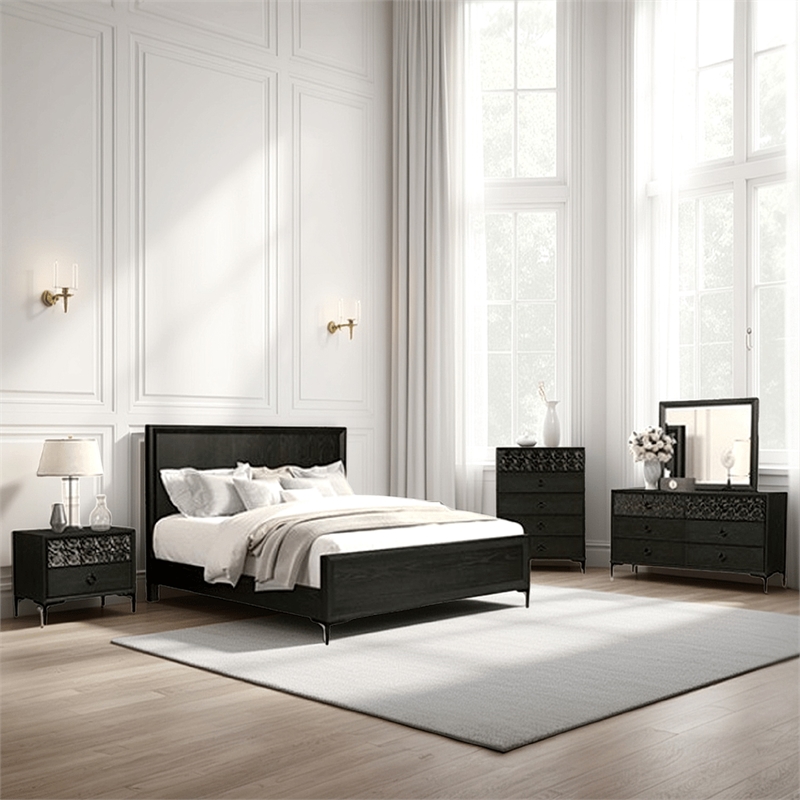 Pemberly Row 5-Piece Queen Bedroom Set with Chest in Espresso Brown