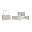 Pemberly Row 5-Piece Queen Bedroom Set with Chest in Beige Wood
