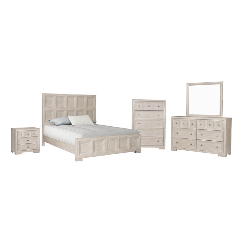 Pemberly Row 5-Piece Queen Bedroom Set with Chest in Beige Wood